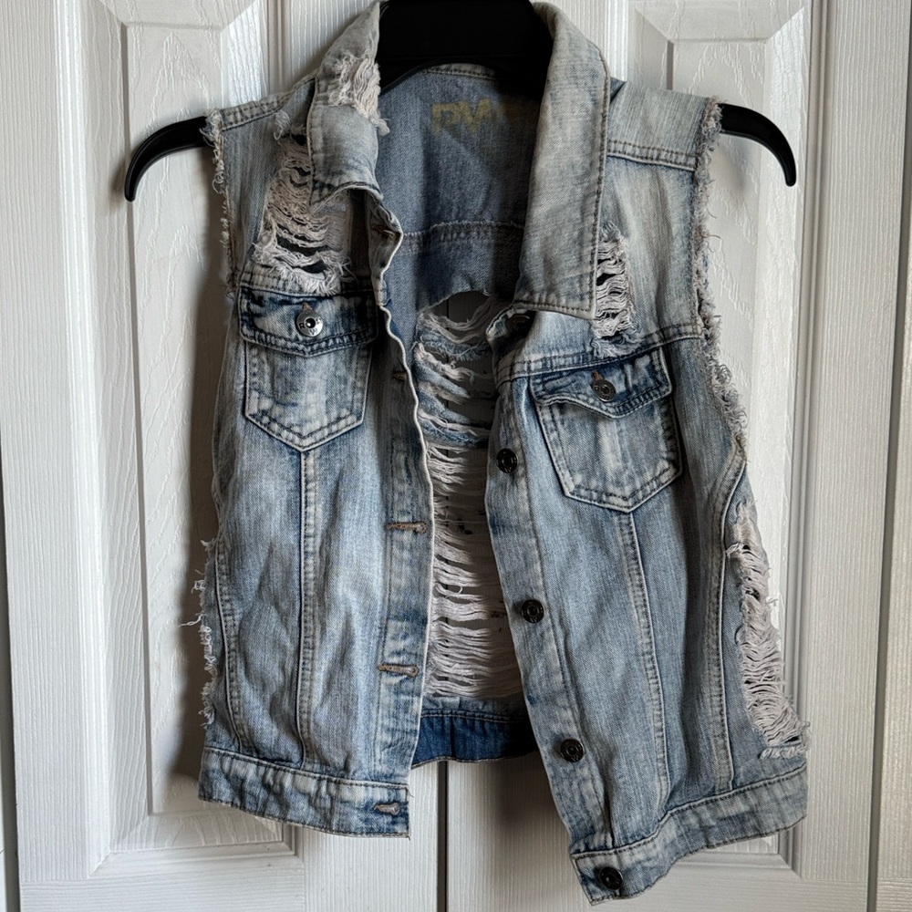 RWH Distressed Denim Vest